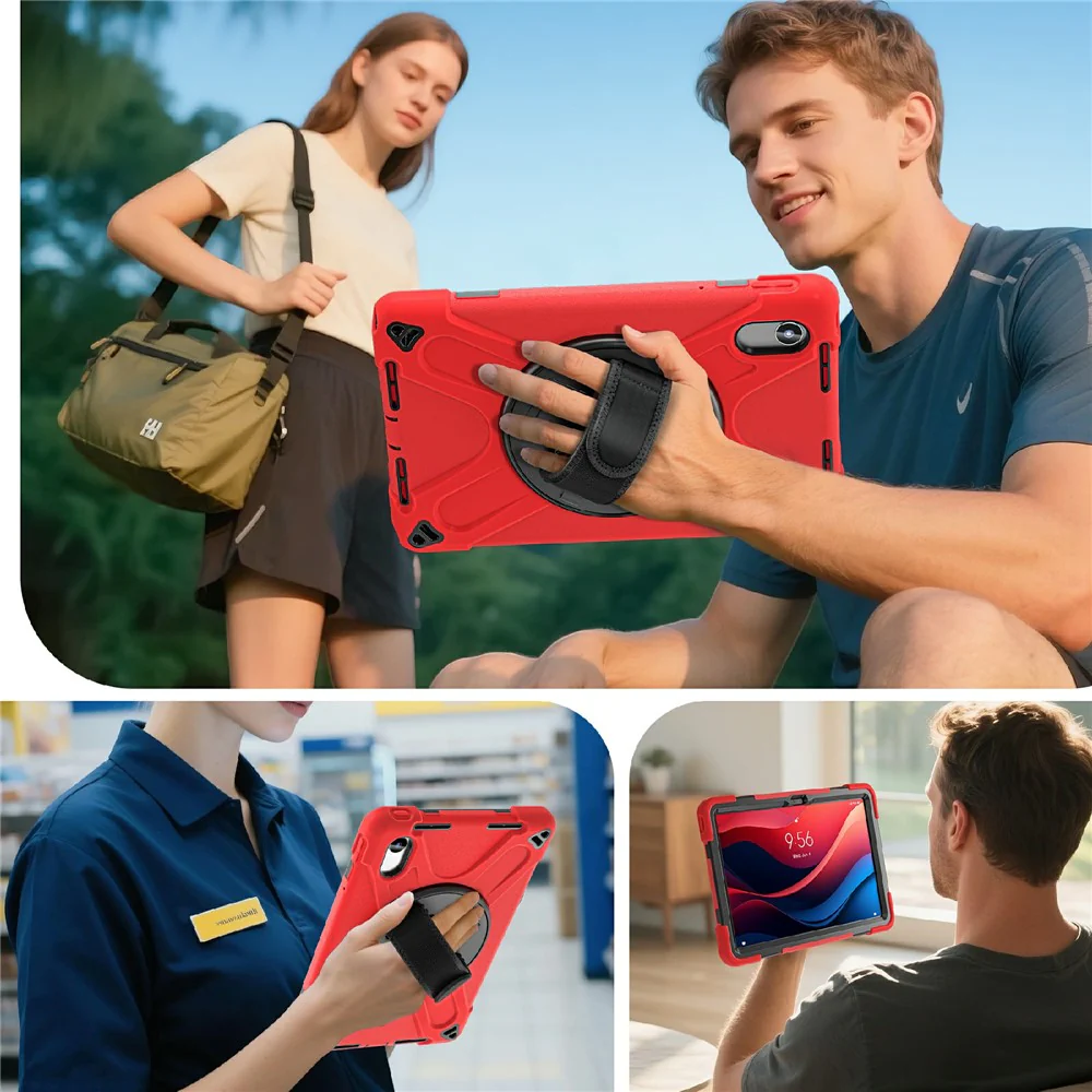 Kickstand Case for Lenovo Pad 11 2025 TB-335FC / 2024 / Tab K11 Gen 2 TB336 / K11 TB-330XU / P11 Gen 2 / M11 TB-330FU 331FC / Zhaoyang K10 with Strap - Red - Image 6