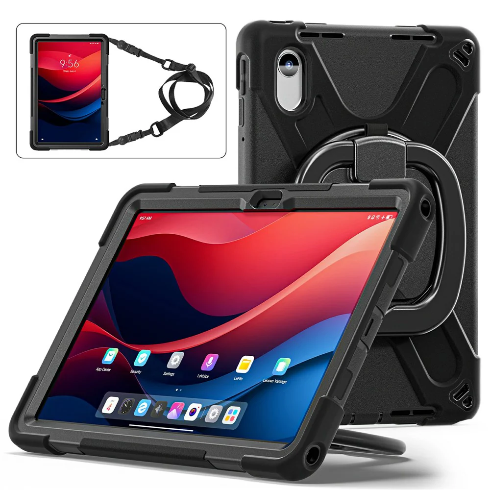 Kickstand Case with Strap for Lenovo Pad 11 2025 TB-335FC / 2024 / Tab K11 Gen 2 TB336 / K11 TB-330XU / P11 Gen 2 / M11 TB-330FU 331FC - Black - Image 2