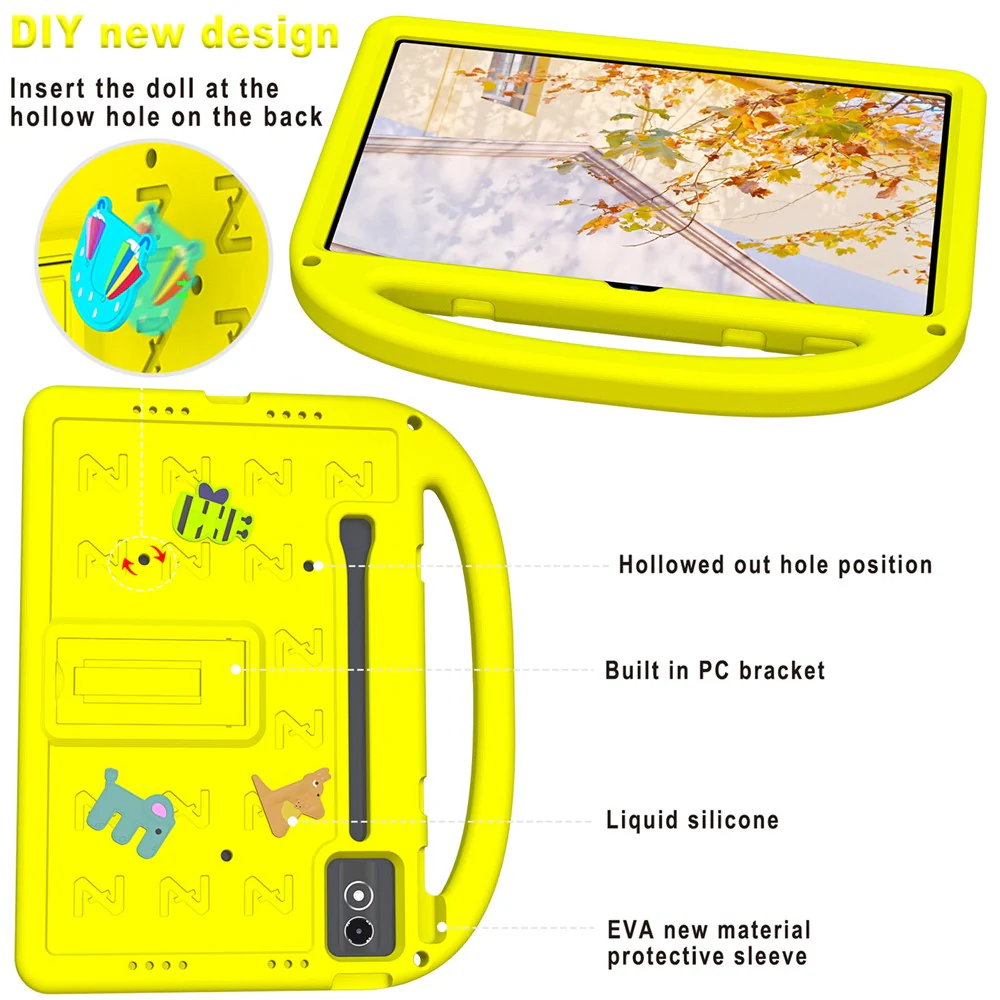 Kickstand EVA + PC Tablet Case with Shoulder Strap For Lenovo Tab P12 / Xiaoxin Pad Pro 12.7 (2025) / Xiaoxin Pad Plus 12.7 / Yoga Pad Pro - Yellow - Image 4