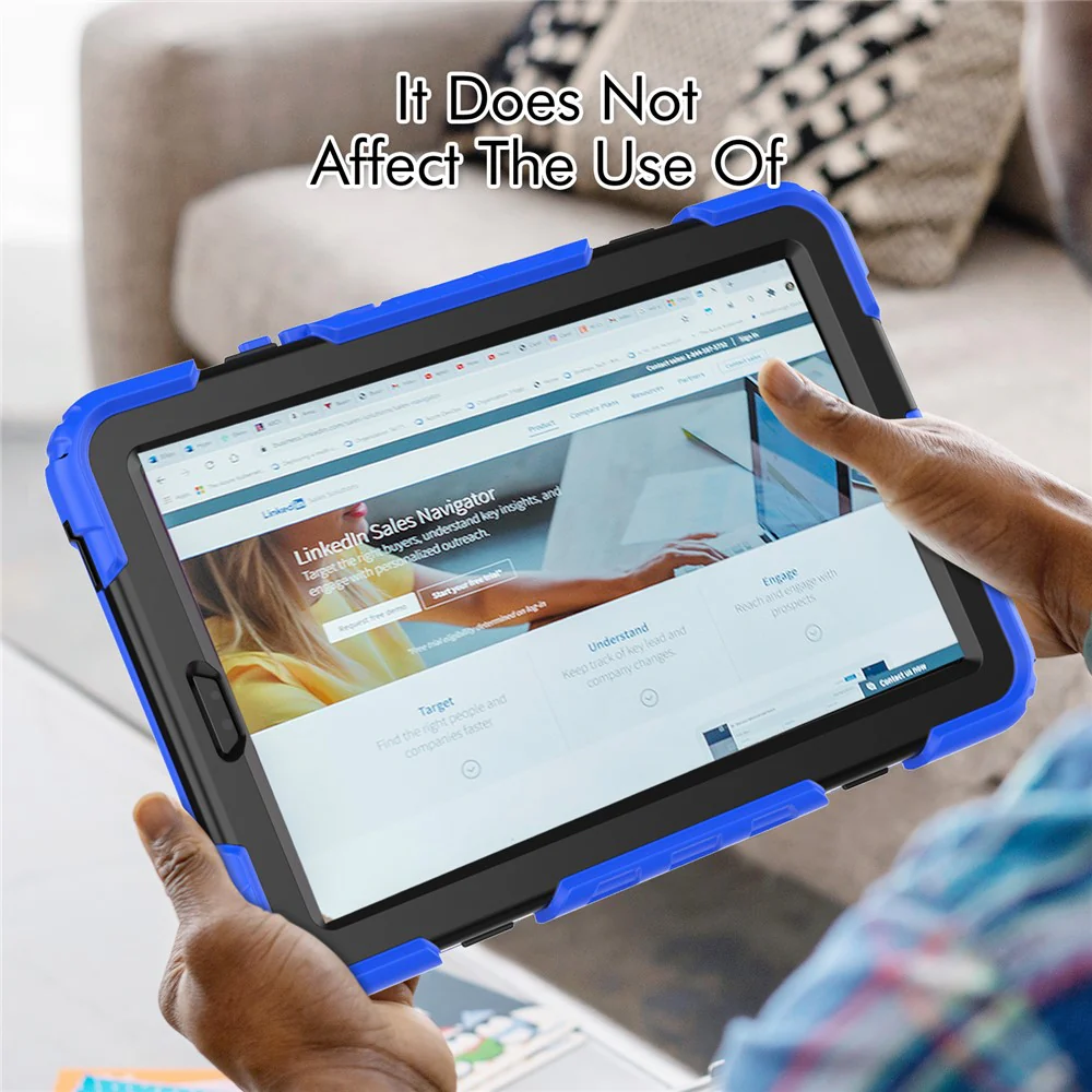 Kickstand Tablet Case for Lenovo Tab M9 / K9 9" TB310 2023 Hand Strap Silicone+PC Tablet Cover with Shoulder Strap PET Screen Film - Dark Blue - Image 5