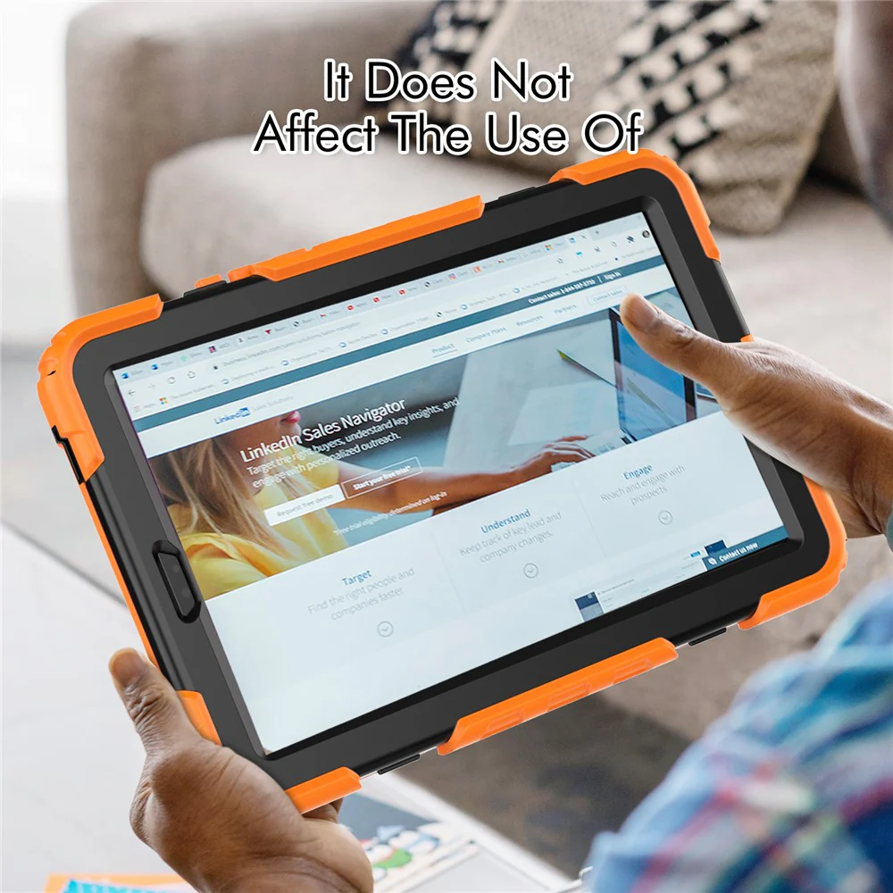 Kickstand Tablet Case for Lenovo Tab M9 / K9 9" TB310 2023 Hand Strap Silicone+PC Tablet Cover with Shoulder Strap PET Screen Film - Orange - Image 5