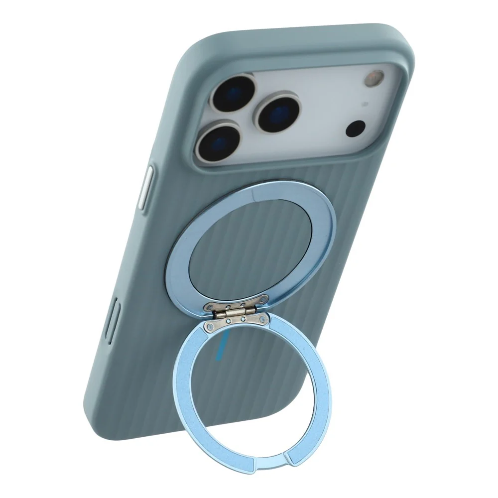 KIGC For iPhone 17 Pro Max Magnetic Case with Rotating Kickstand Hard PC Phone Back Cover - Blue - Image 5