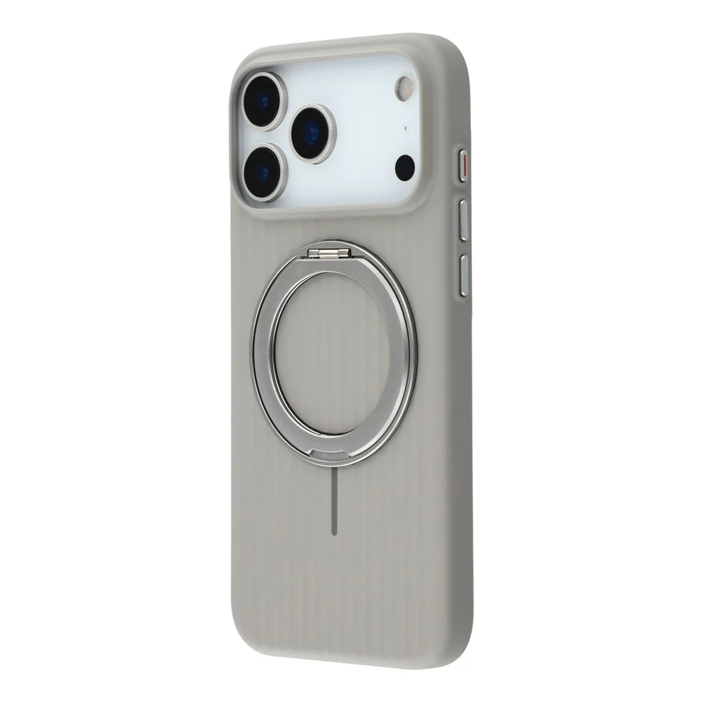 KIGC For iPhone 17 Pro Max Magnetic Case with Rotating Kickstand Hard PC Phone Back Cover - Grey - Image 4
