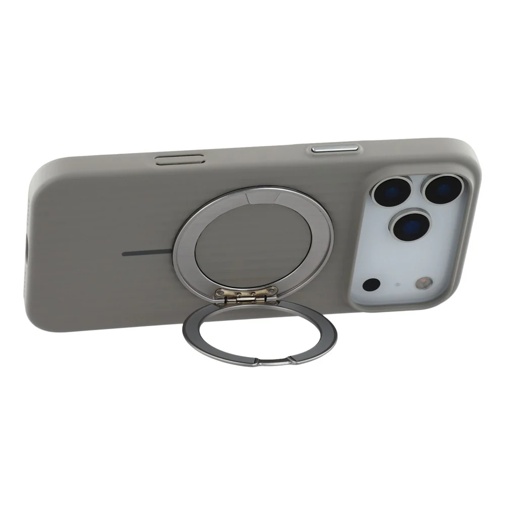 KIGC For iPhone 17 Pro Max Magnetic Case with Rotating Kickstand Hard PC Phone Back Cover - Grey - Image 6