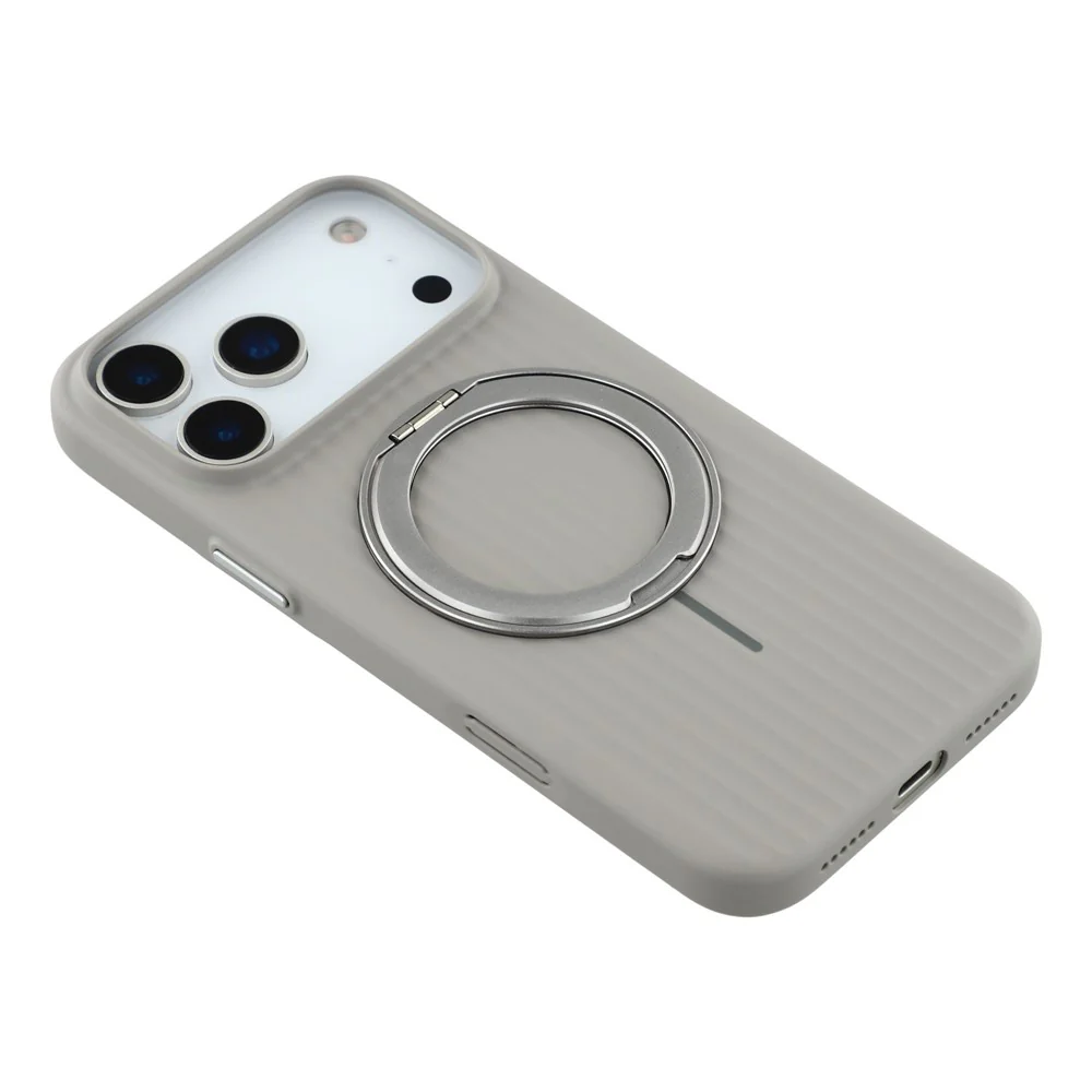 KIGC For iPhone 17 Pro Max Magnetic Case with Rotating Kickstand Hard PC Phone Back Cover - Grey - Image 8