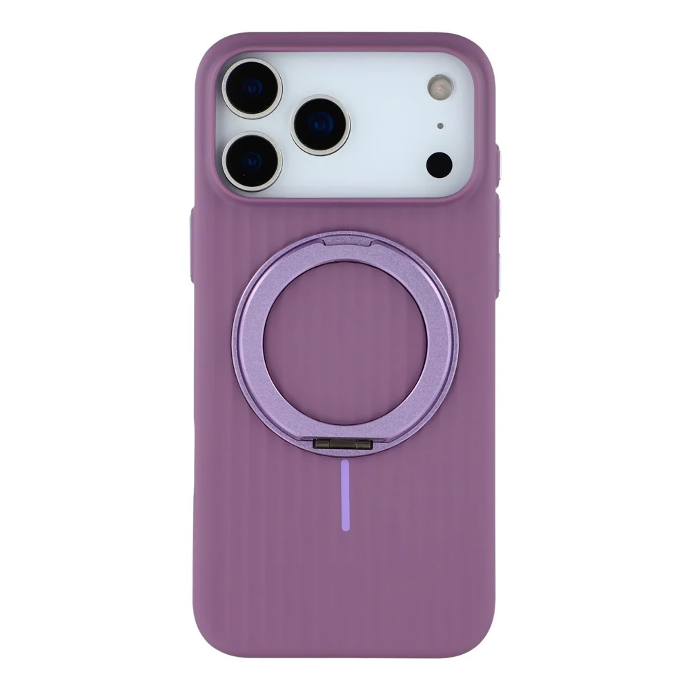 KIGC For iPhone 17 Pro Max Magnetic Case with Rotating Kickstand Hard PC Phone Back Cover - Purple - Image 3