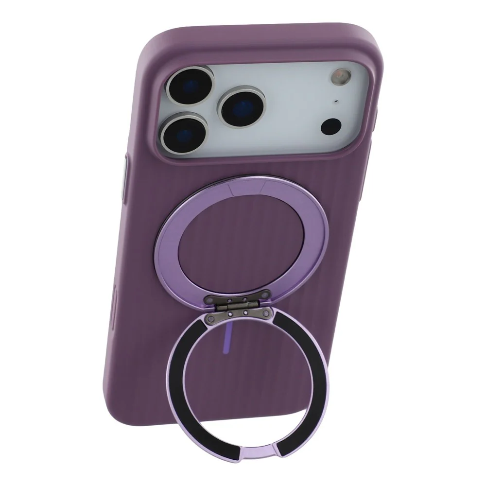 KIGC For iPhone 17 Pro Max Magnetic Case with Rotating Kickstand Hard PC Phone Back Cover - Purple - Image 5
