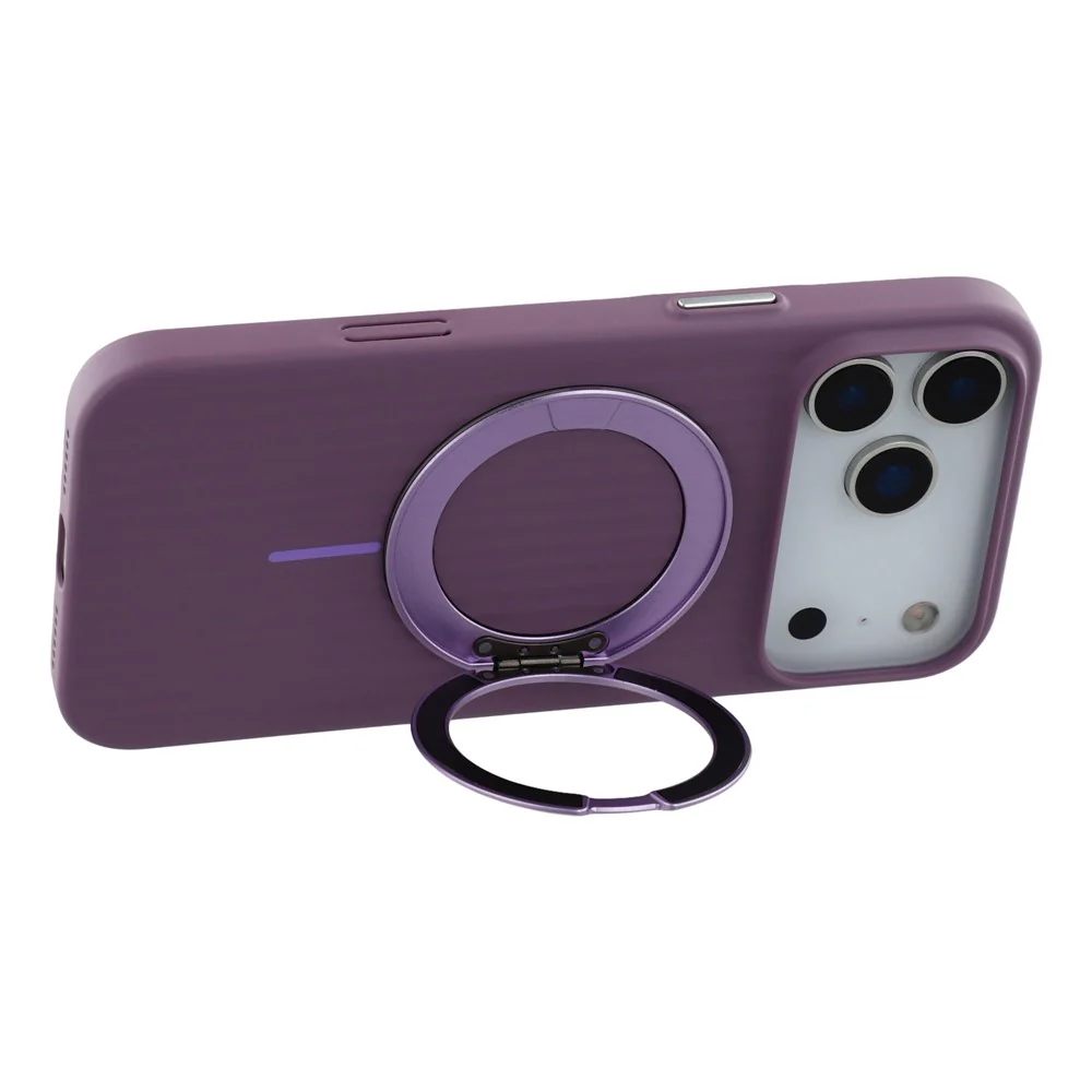 KIGC For iPhone 17 Pro Max Magnetic Case with Rotating Kickstand Hard PC Phone Back Cover - Purple - Image 6