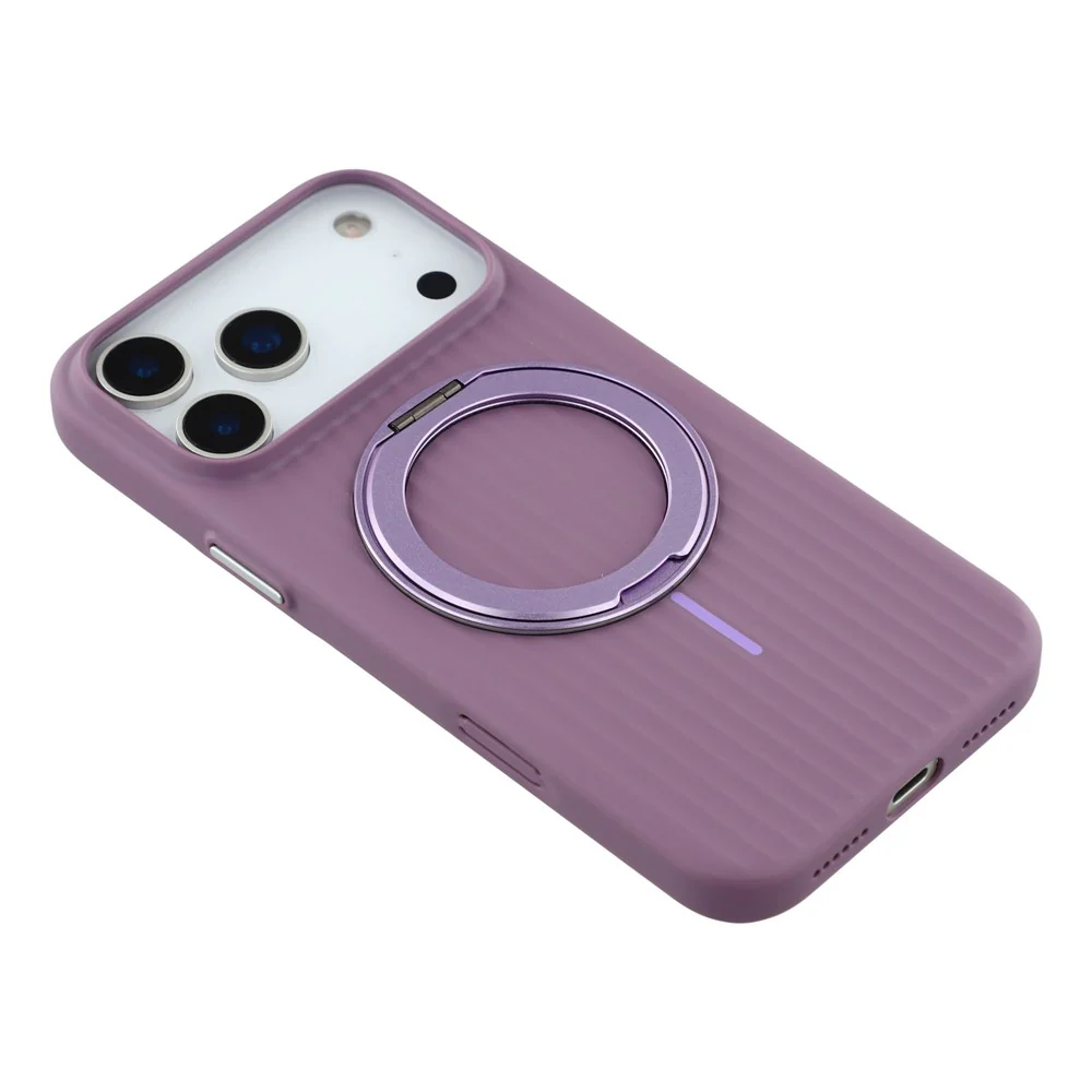KIGC For iPhone 17 Pro Max Magnetic Case with Rotating Kickstand Hard PC Phone Back Cover - Purple - Image 7