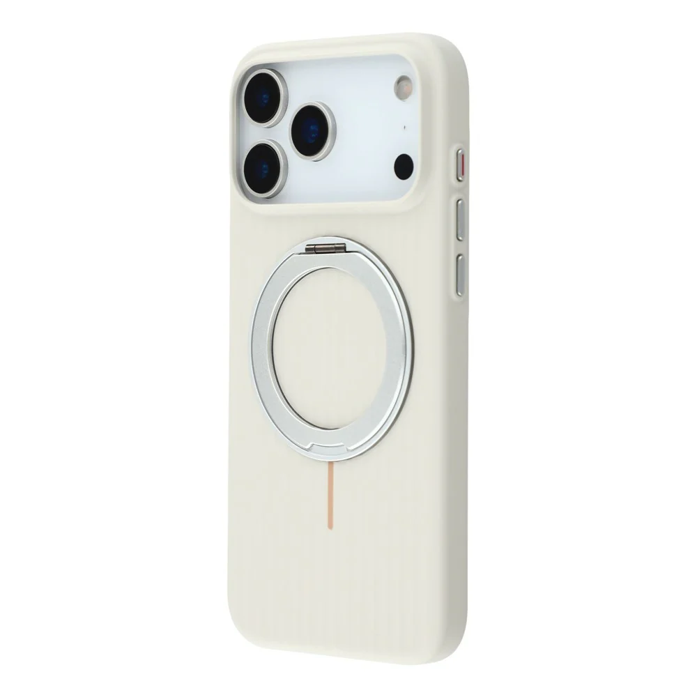 KIGC For iPhone 17 Pro Max Magnetic Case with Rotating Kickstand Hard PC Phone Back Cover - White - Image 4