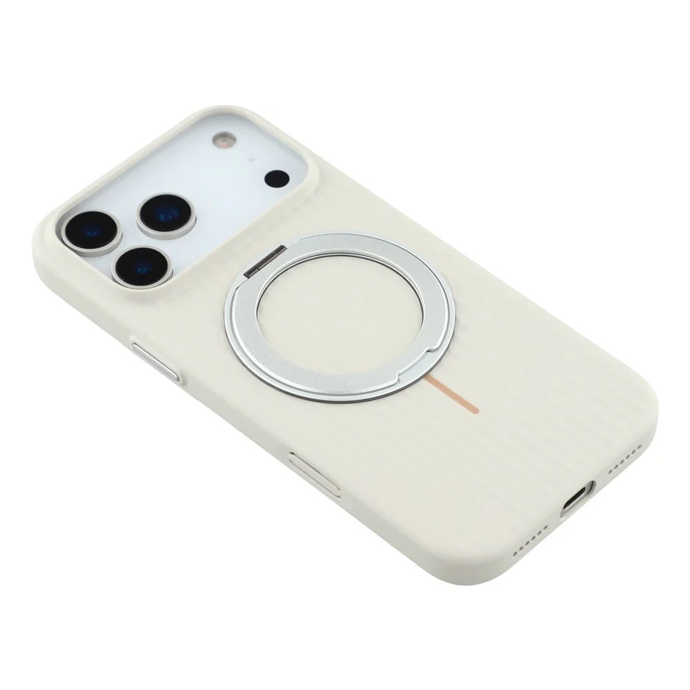 KIGC For iPhone 17 Pro Max Magnetic Case with Rotating Kickstand Hard PC Phone Back Cover - White - Image 8