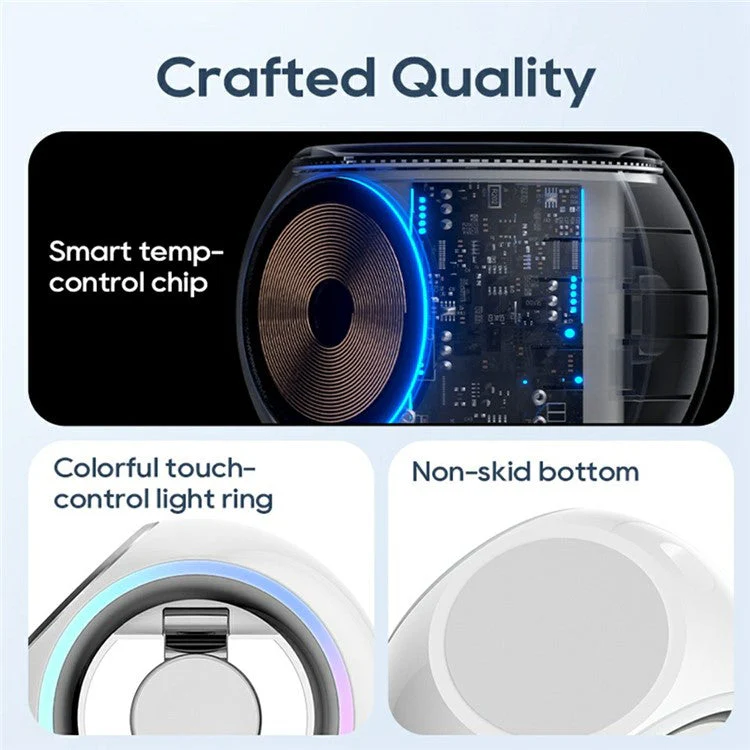 KL-CD70 Colorful Light Space Capsule 3-in-1 Magnetic Phone Earphones Watch Wireless Charger - White - Image 6