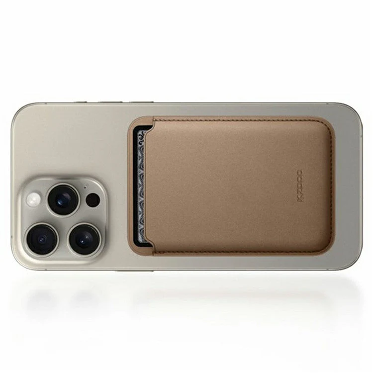 KZDOO Mag Elite Wallet Magnetic Card Holder Compatible with MagSafe Cell Phone Leather Wallet - Khaki - Image 5