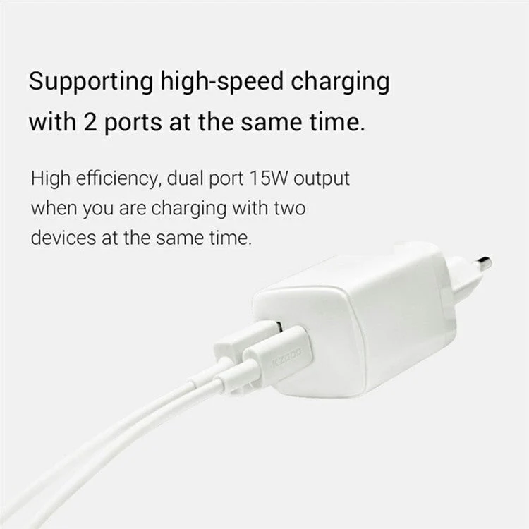 KZDOO PD 20W Wall Charger USB-C+USB-A Dual-Port Power Adapter Charger - EU Plug - Image 4