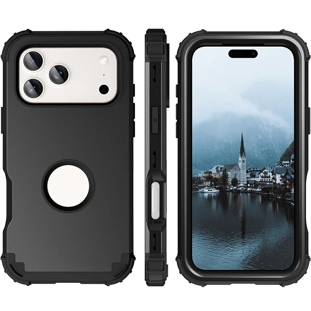 L-Style For iPhone 17 Pro Max Case Shockproof PC + TPU Phone Back Cover - Black - Image 7