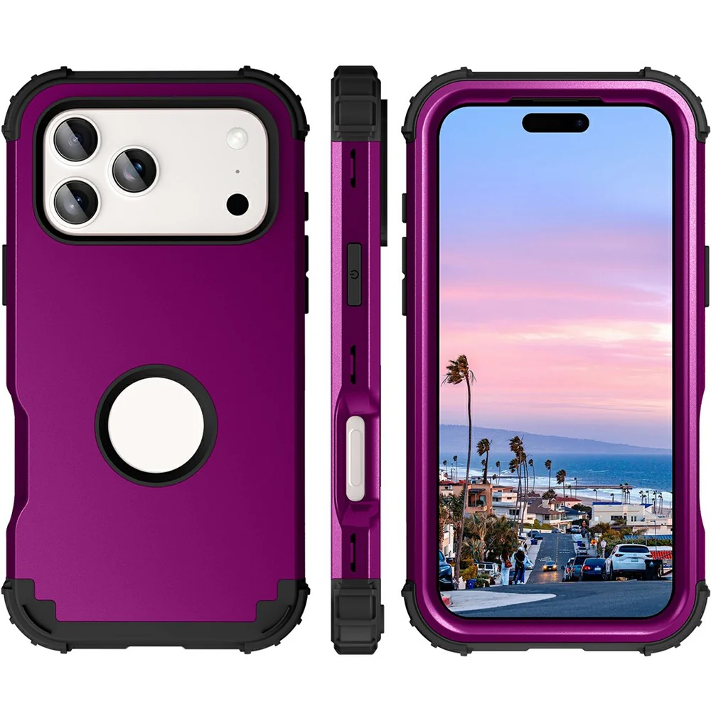 L-Style For iPhone 17 Pro Max Case Shockproof PC + TPU Phone Back Cover - Purple - Image 7