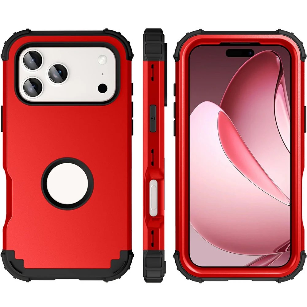 L-Style For iPhone 17 Pro Max Case Shockproof PC + TPU Phone Back Cover - Red - Image 7