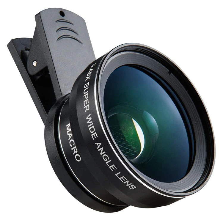 L516 2 in 1 0.45x Super Wide Angle + 12.5x Macro Micro Lens Clip-on HD Camera Lens for Cellphone