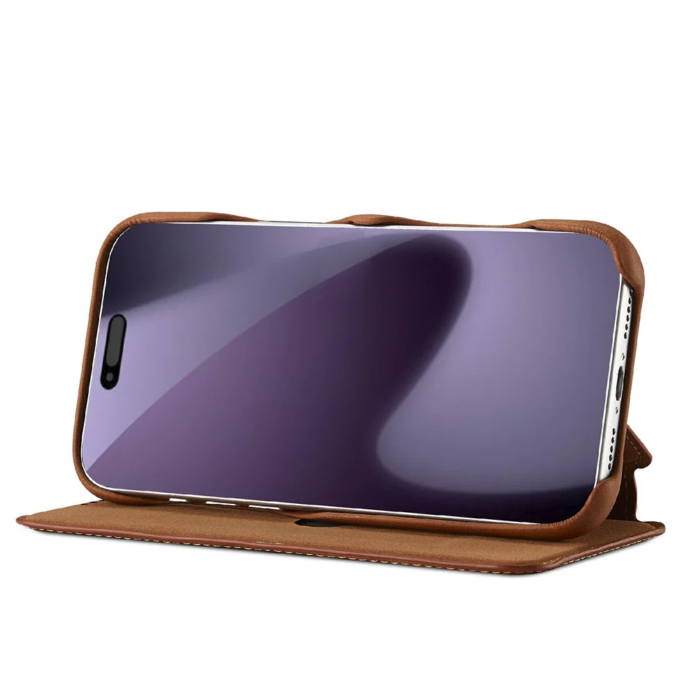 LC.IMEEKE For iPhone 17 Pro Max Case Card Holder Stand Leather Phone Cover - Brown - Image 3