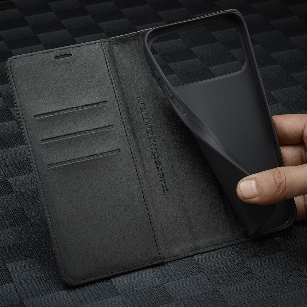 LC.IMEEKE For iPhone 17 Pro Max Wallet Case Carbon Fiber Texture Leather Phone Cover - Horizontal Stripe - Image 4