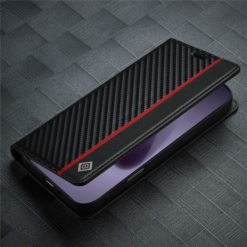 LC.IMEEKE For iPhone 17 Pro Max Wallet Case Carbon Fiber Texture Leather Phone Cover - Vertical Stripe - Image 5