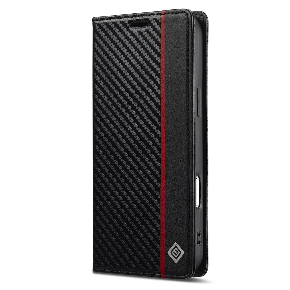 LC.IMEEKE For iPhone 17 Pro Max Wallet Case Carbon Fiber Texture Leather Phone Cover - Vertical Stripe - Image 7