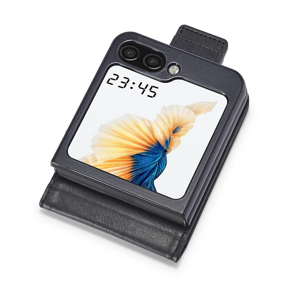 LC.IMEEKE For Samsung Galaxy Z Flip7 FE 5G / Z Flip6 5G Phone Case RFID Blocking Card Slot PU Leather Cover - Black - Image 3