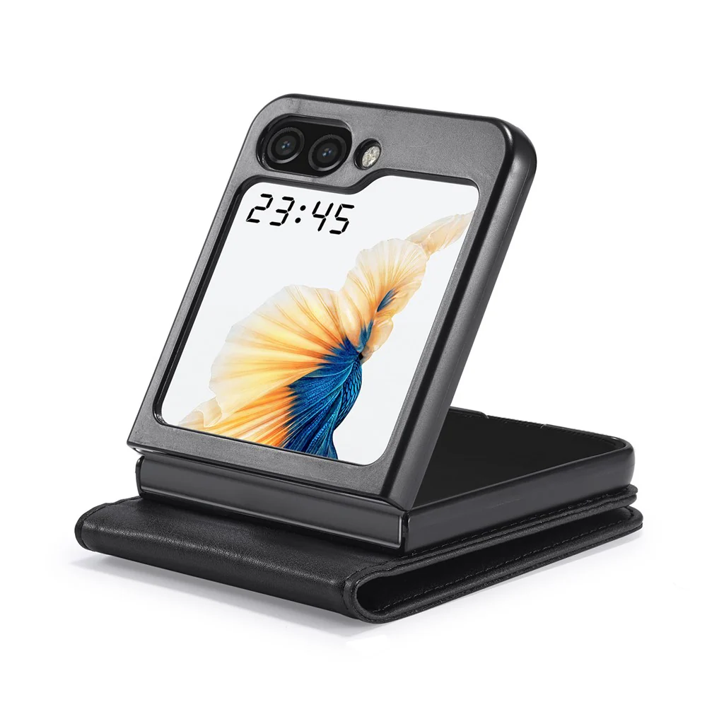 LC.IMEEKE For Samsung Galaxy Z Flip7 FE 5G / Z Flip6 5G Phone Case RFID Blocking Card Slot PU Leather Cover - Black - Image 4