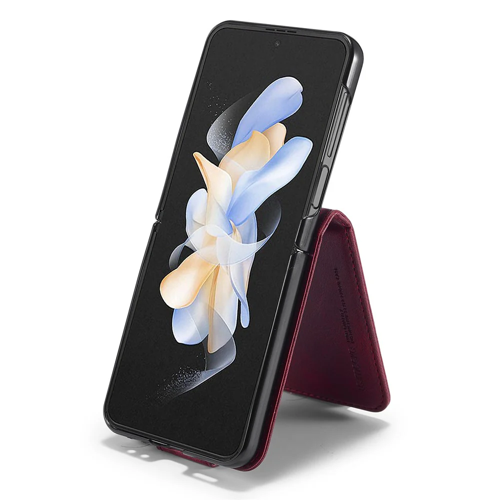 LC.IMEEKE For Samsung Galaxy Z Flip7 FE 5G / Z Flip6 5G Phone Case RFID Blocking Card Slot PU Leather Cover - Red - Image 2