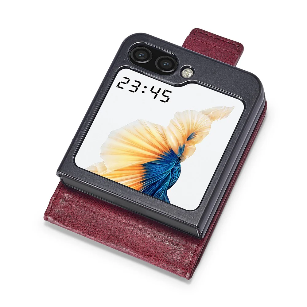 LC.IMEEKE For Samsung Galaxy Z Flip7 FE 5G / Z Flip6 5G Phone Case RFID Blocking Card Slot PU Leather Cover - Red - Image 3