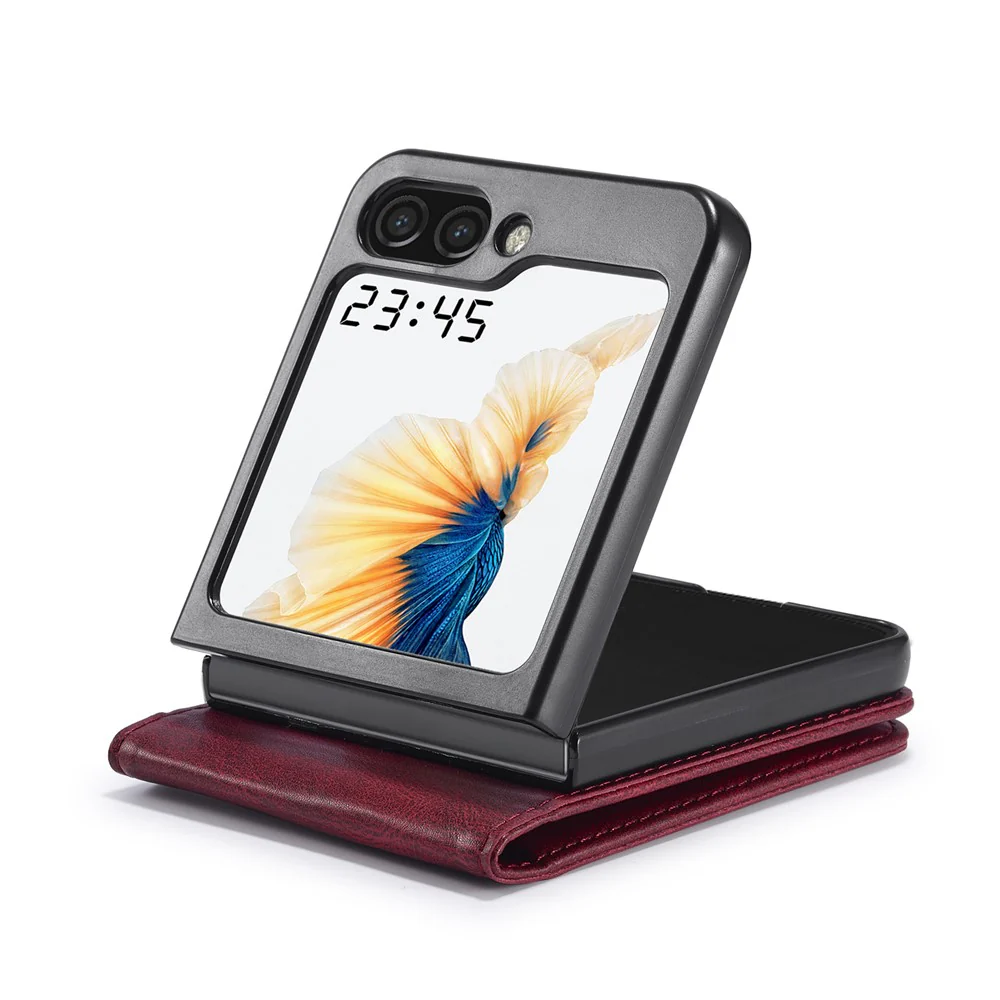 LC.IMEEKE For Samsung Galaxy Z Flip7 FE 5G / Z Flip6 5G Phone Case RFID Blocking Card Slot PU Leather Cover - Red - Image 4