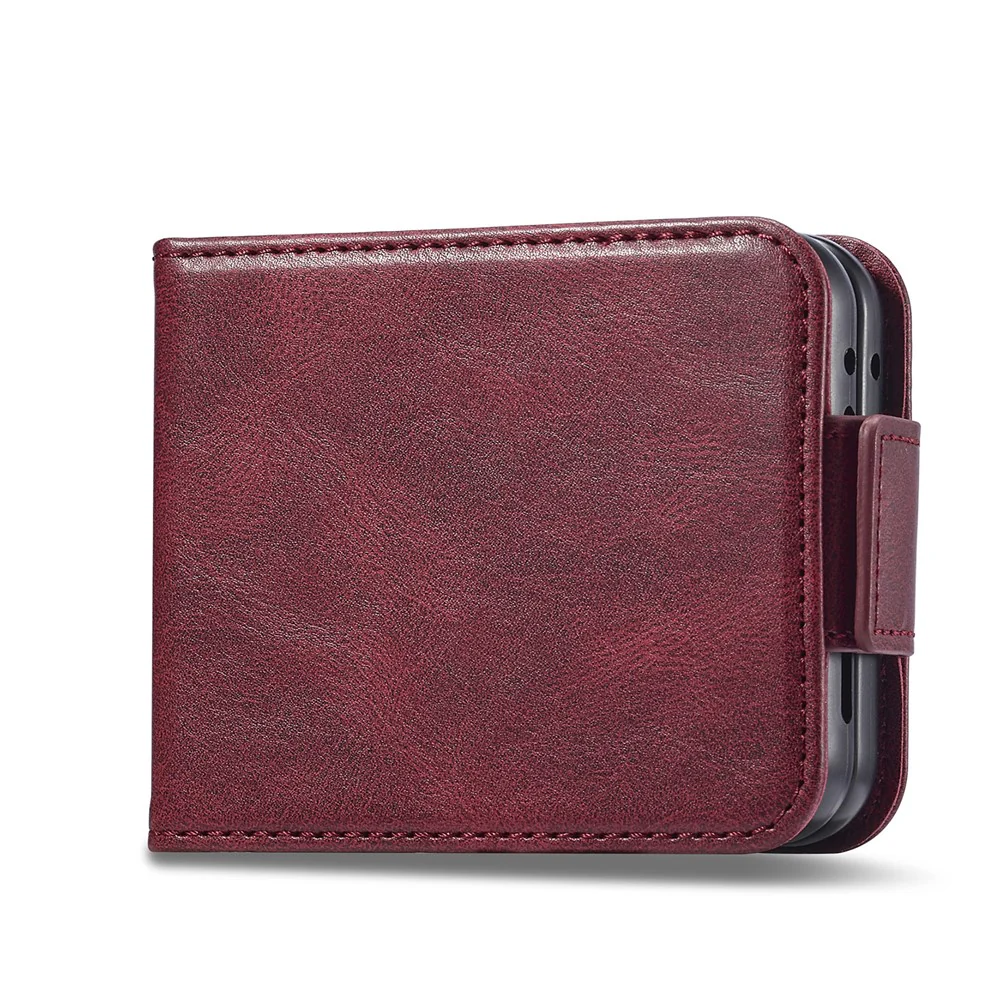 LC.IMEEKE For Samsung Galaxy Z Flip7 FE 5G / Z Flip6 5G Phone Case RFID Blocking Card Slot PU Leather Cover - Red - Image 6