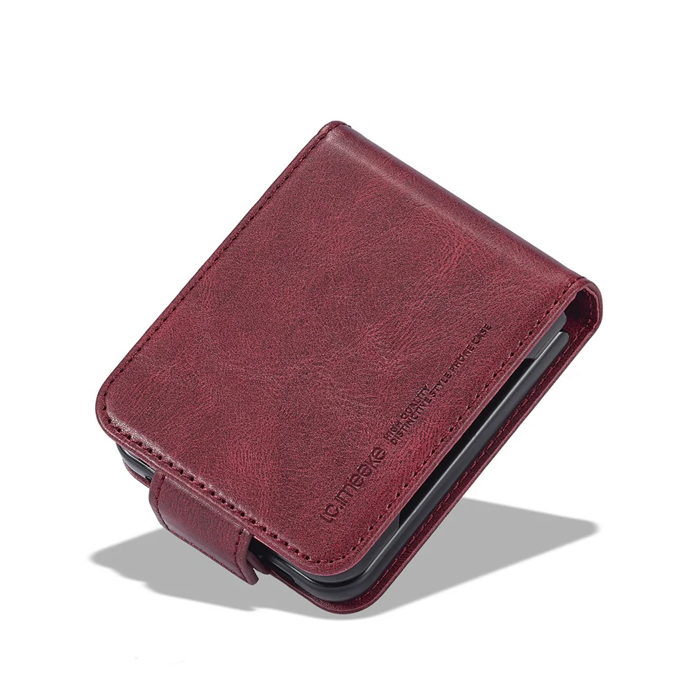LC.IMEEKE For Samsung Galaxy Z Flip7 FE 5G / Z Flip6 5G Phone Case RFID Blocking Card Slot PU Leather Cover - Red - Image 7