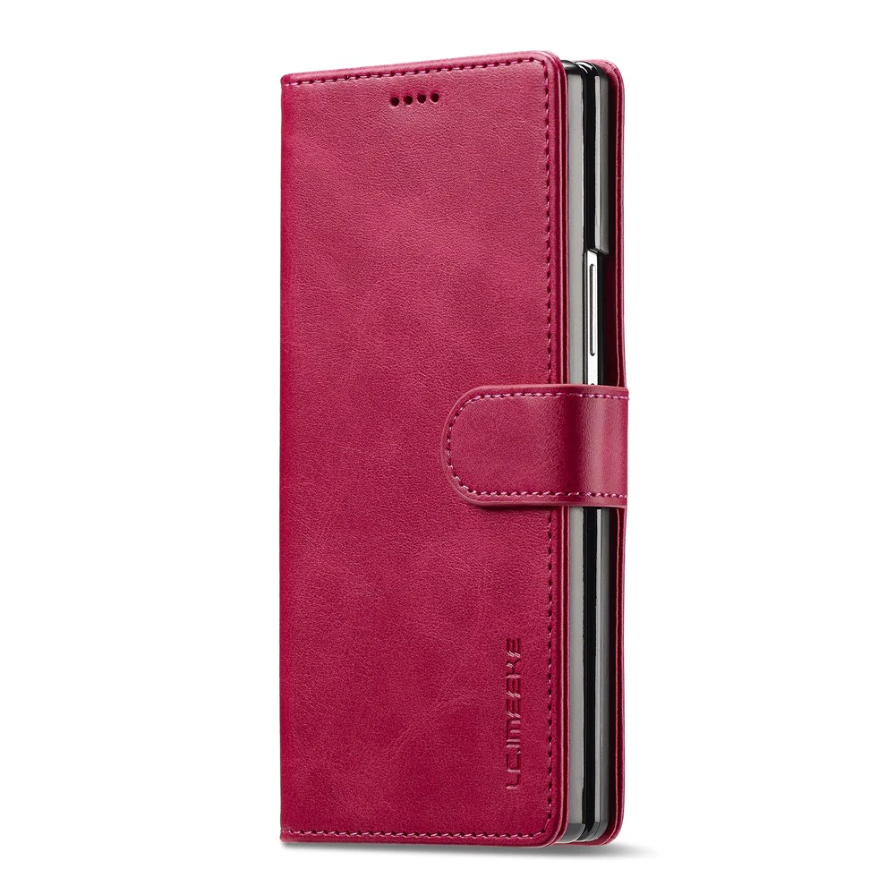 LC.IMEEKE For Samsung Galaxy Z Fold7 5G Case Calf Texture PU Leather Stand Wallet Phone Cover - Rose - Image 5