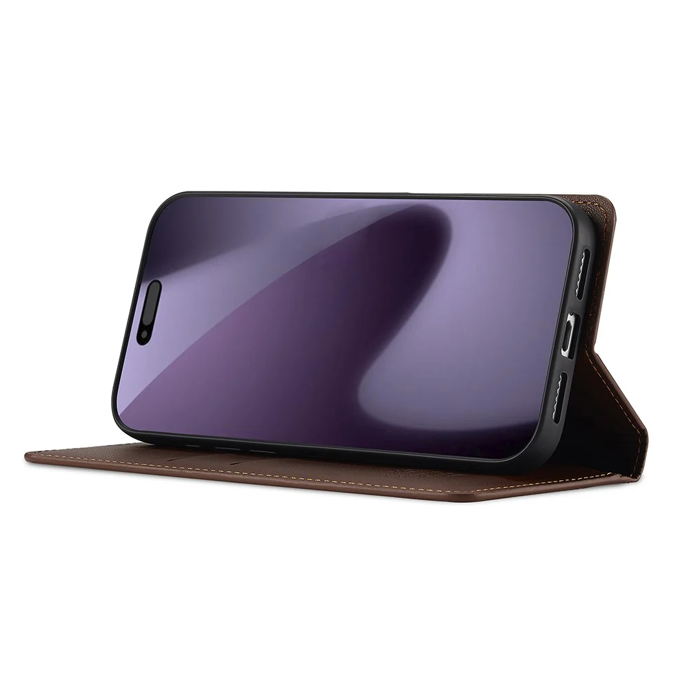 LC.IMEEKE L1 Series for iPhone 17 Pro Max Case PU Leather Wallet Stand Protective Phone Cover - Brown - Image 3