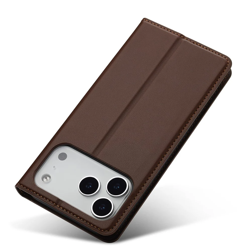 LC.IMEEKE L1 Series for iPhone 17 Pro Max Case PU Leather Wallet Stand Protective Phone Cover - Brown - Image 4
