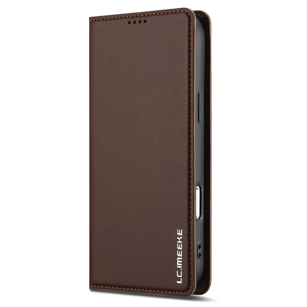 LC.IMEEKE L1 Series for iPhone 17 Pro Max Case PU Leather Wallet Stand Protective Phone Cover - Brown - Image 6