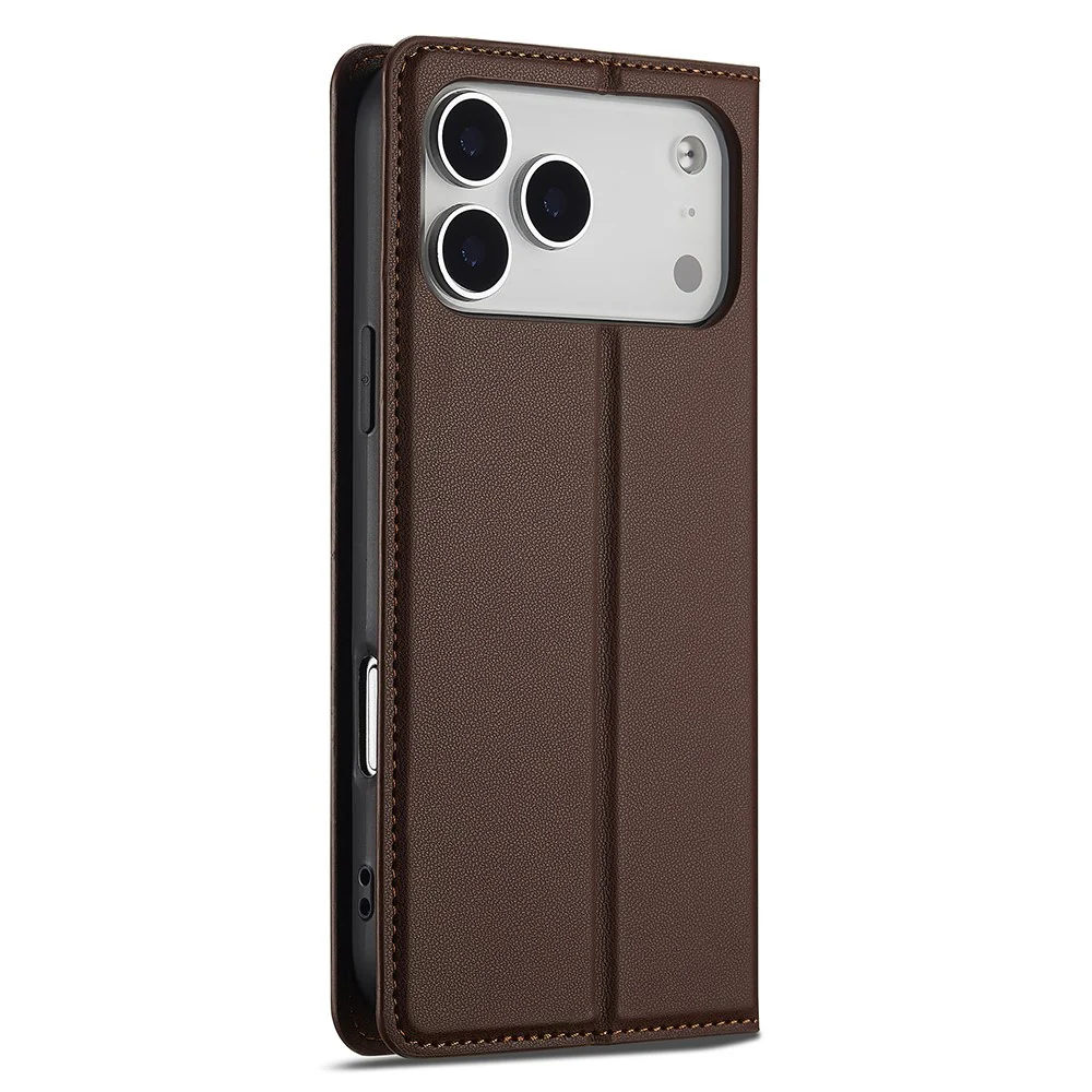 LC.IMEEKE L1 Series for iPhone 17 Pro Max Case PU Leather Wallet Stand Protective Phone Cover - Brown - Image 7