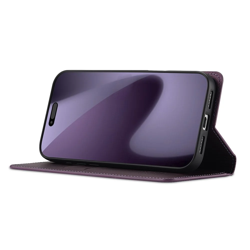 LC.IMEEKE L1 Series for iPhone 17 Pro Max Case PU Leather Wallet Stand Protective Phone Cover - Purple - Image 3