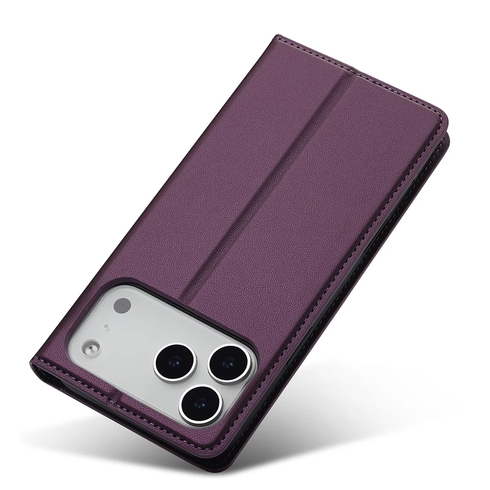 LC.IMEEKE L1 Series for iPhone 17 Pro Max Case PU Leather Wallet Stand Protective Phone Cover - Purple - Image 4