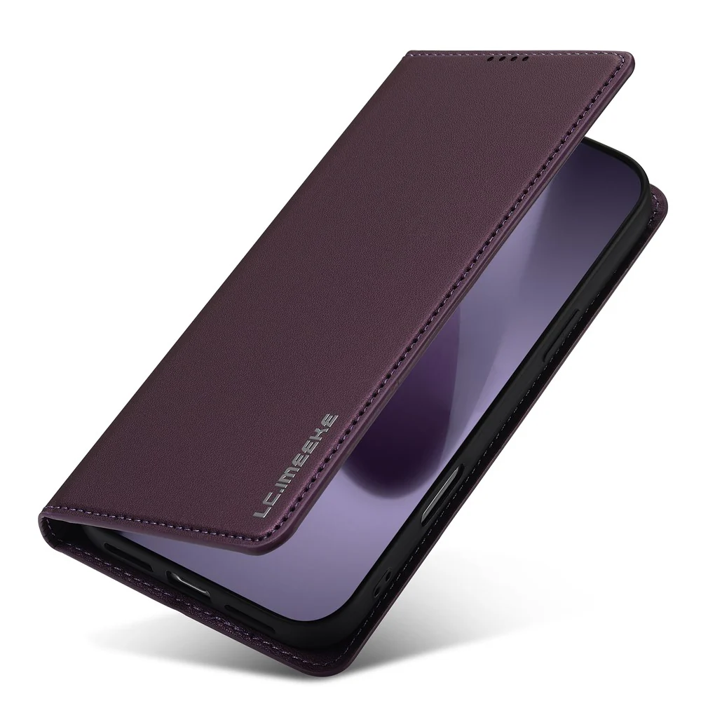 LC.IMEEKE L1 Series for iPhone 17 Pro Max Case PU Leather Wallet Stand Protective Phone Cover - Purple - Image 5