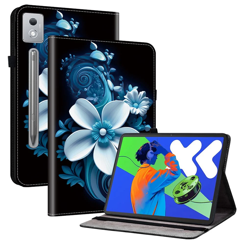 Leather Case For Lenovo Idea Tab Pro / Tab P12 Pro 12.7 2025 / Xiaoxin Pad Pro 12.7 (2025) Pattern Printed Stand Tablet Cover - Black Orchid