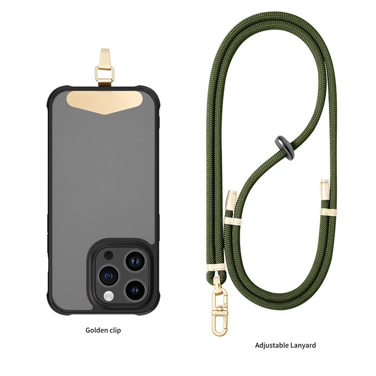LEEU DESIGN 120cm Smartphone Shoulder Strap with Metal Tether Tab, Adjustable Cell Phone Polyester Lanyard - Army Green - Image 2