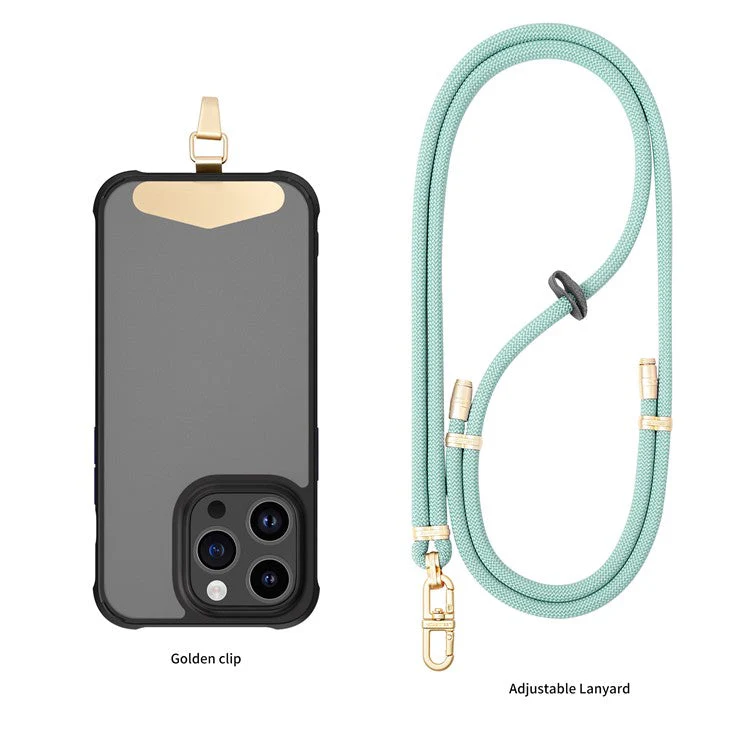 LEEU DESIGN 120cm Smartphone Shoulder Strap with Metal Tether Tab, Adjustable Cell Phone Polyester Lanyard - Baby Blue - Image 2