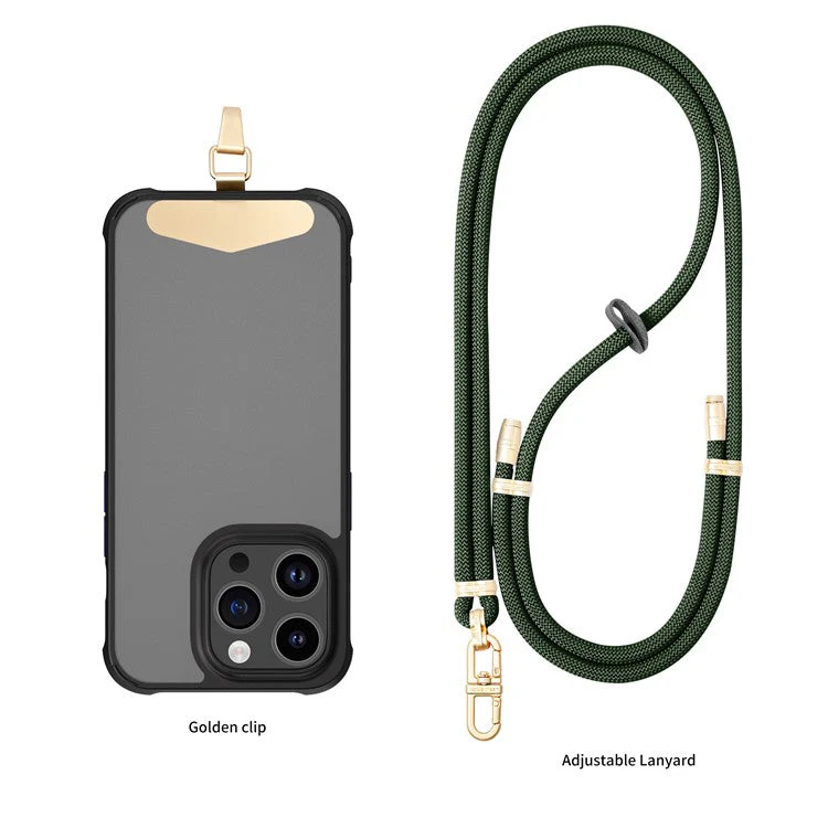 LEEU DESIGN 120cm Smartphone Shoulder Strap with Metal Tether Tab, Adjustable Cell Phone Polyester Lanyard - Blackish Green - Image 2