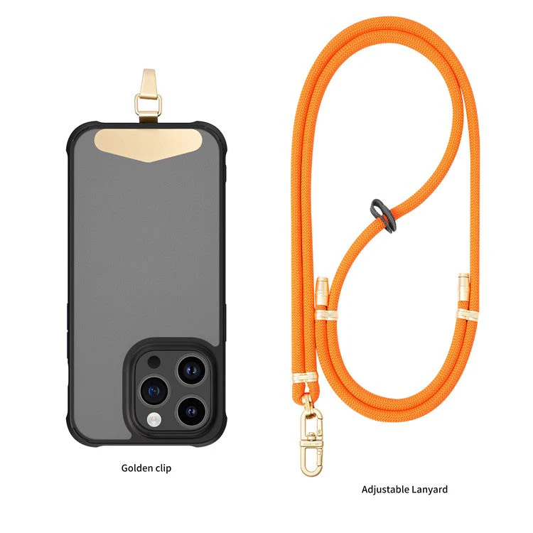 LEEU DESIGN 120cm Smartphone Shoulder Strap with Metal Tether Tab, Adjustable Cell Phone Polyester Lanyard - Orange - Image 2