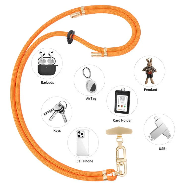 LEEU DESIGN 120cm Smartphone Shoulder Strap with Metal Tether Tab, Adjustable Cell Phone Polyester Lanyard - Orange - Image 3