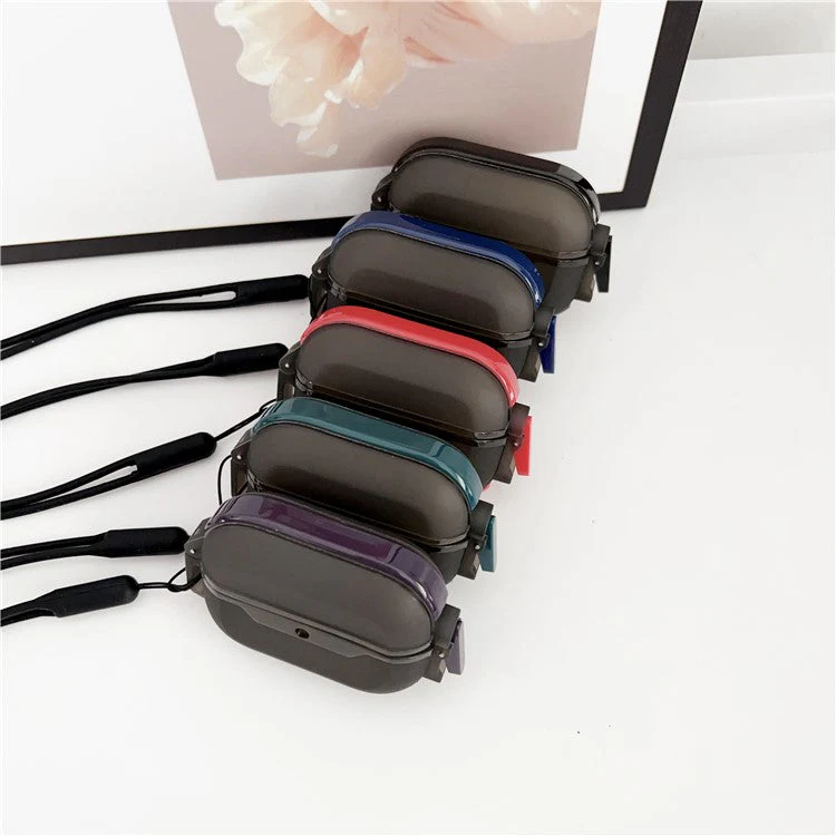 Leica Series Soft TPU Earphones Cover Protector for AirPods Pro 2 Dual Color Bluetooth Earbuds Case with Strap - Black - Image 7