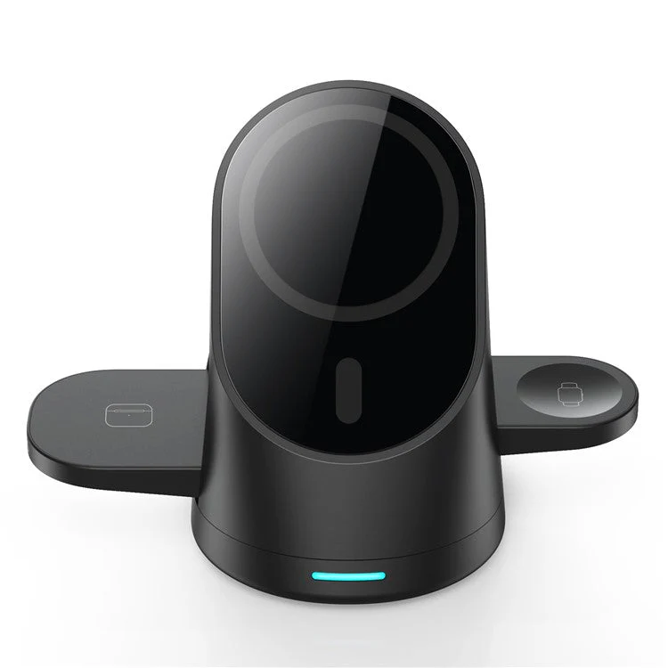 LFX-179 3 in 1 15W Wireless Charger Folding Fast Charging Dock Magnetic Charging Station for iPhone iWatch AirPods - Black - Image 7