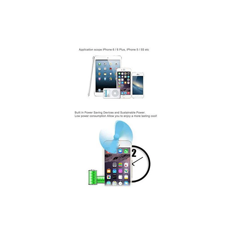 Lightning 8pin USB 2 Blades Mini Fan for iPhone 6s Plus / 6s / 6 - Blue - Image 5